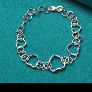 Silver Heart Link Bracelet